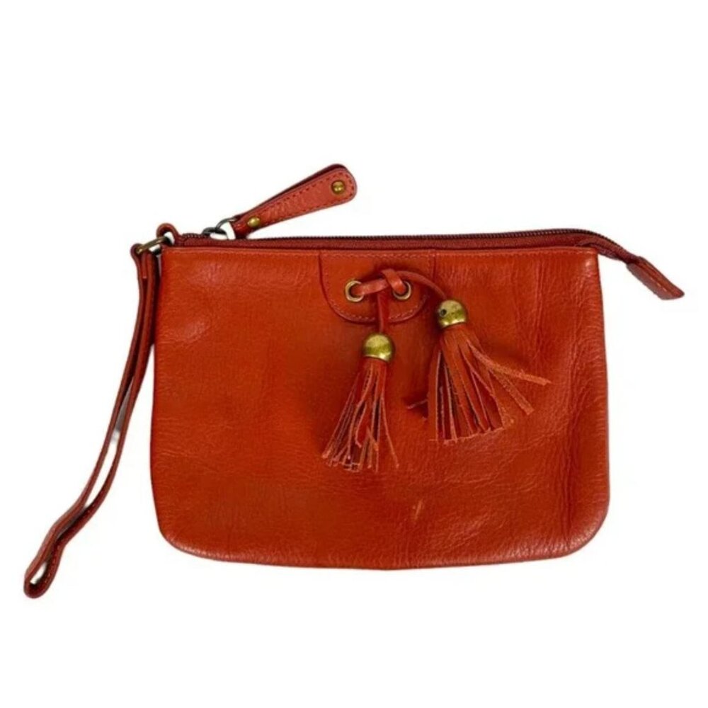 Vintage Y2k Audrey Brooke Genuine Leather Wristlet Rust